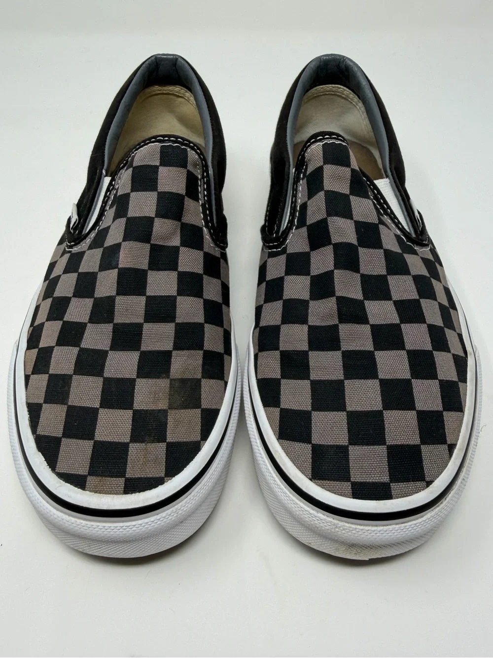 Men’s Vans Slip-On Checkerboard Sneakers - Black & Gray Sz. 6.5